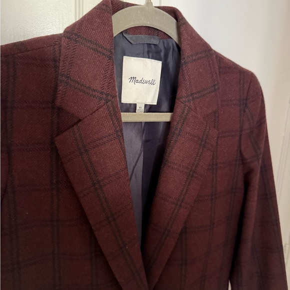 Madewell Larsen Burgundy Plaid Blazer - Picture 2 of 5